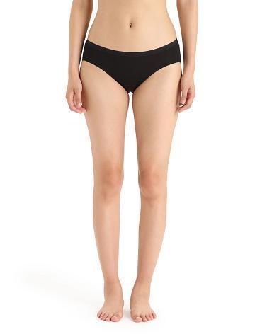 Women's Icebreaker Merino Siren Hipkini Briefs Underwear Black | CA 1218ZUTG